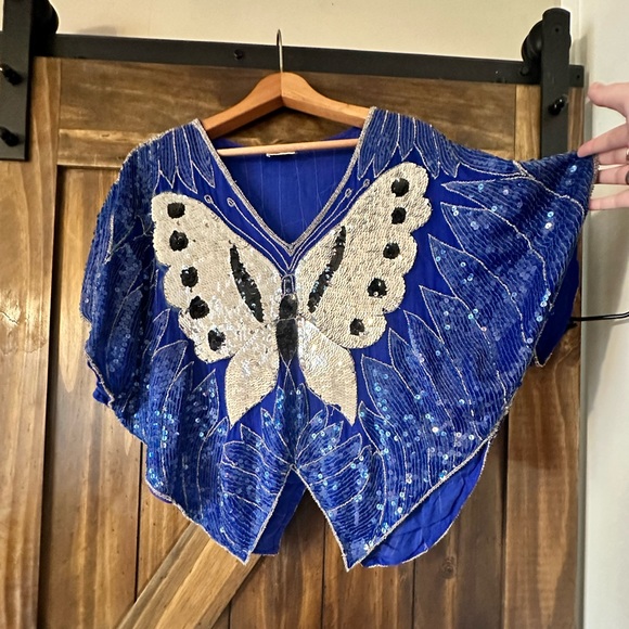 70’s vintage sequin butterfly top - Picture 3 of 8
